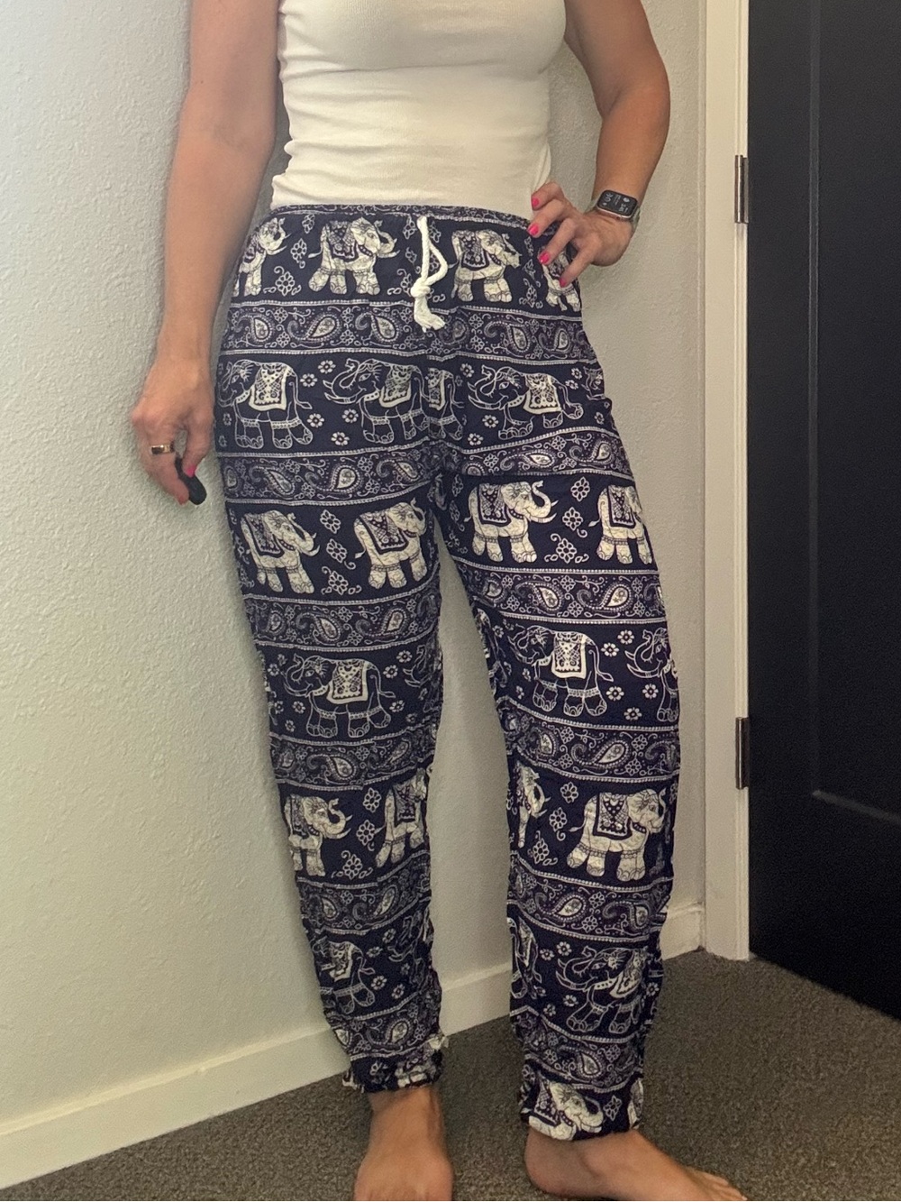 Thailand Elephant Print Pants - Blue